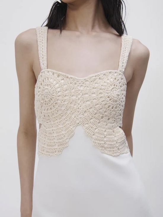 Jonathan Simkhai Ivory Crochet Bodice Slip - Picture 5 of 13